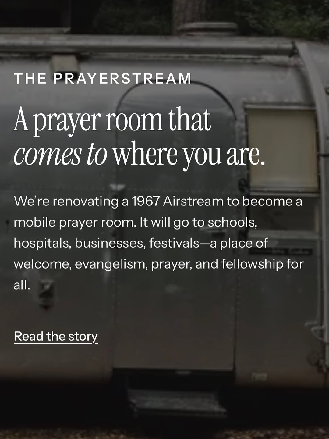 The PrayerStream website’s opening: “A prayer room that comes to where you are.”